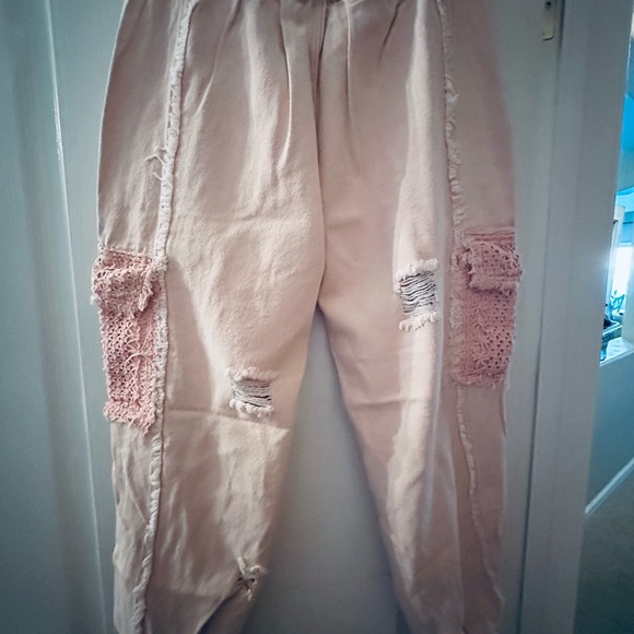 POL Pink Distressed Joggers with Crochet Details - Picture 2 of 3